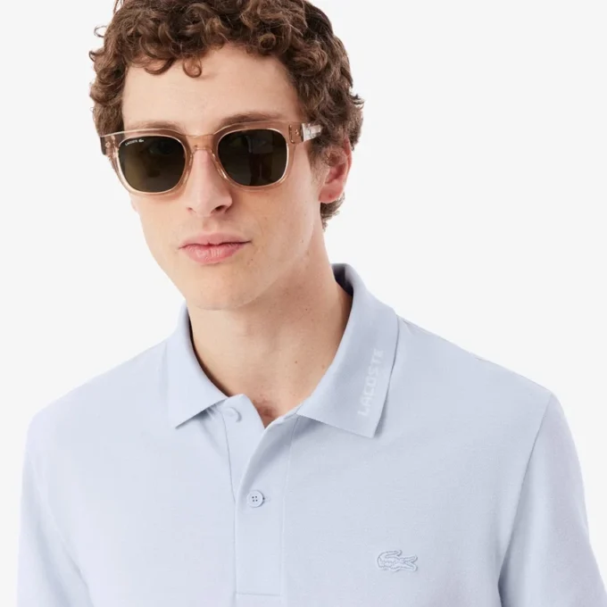 Polo Slim Fit in piqué con marchio