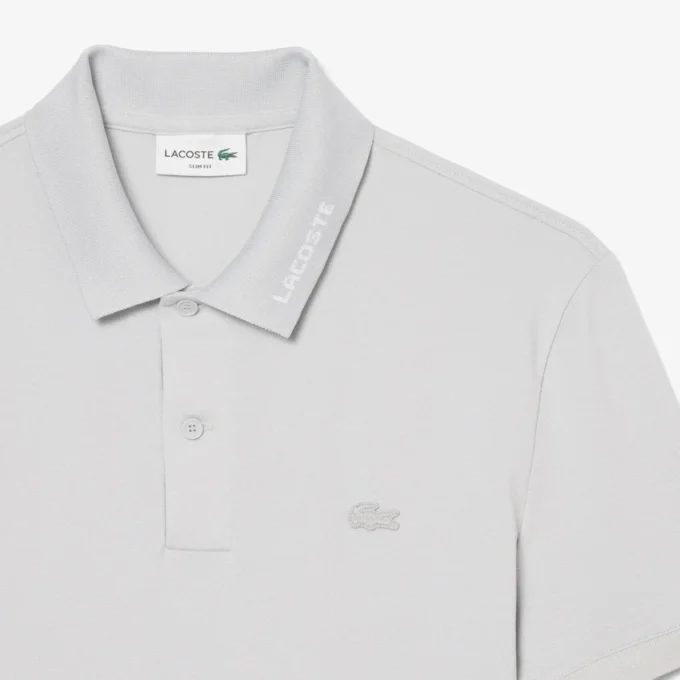 Polo Slim Fit in piqué con marchio
