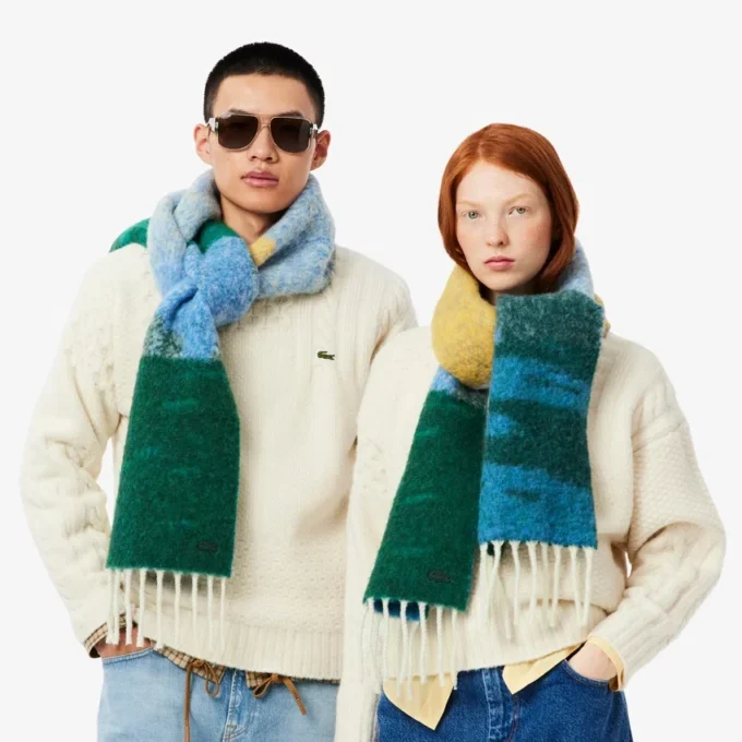 Sciarpa unisex in lana di alpaca con motivo paesaggistico Sciarpa unisex in lana di alpaca con motivo paesaggistico
