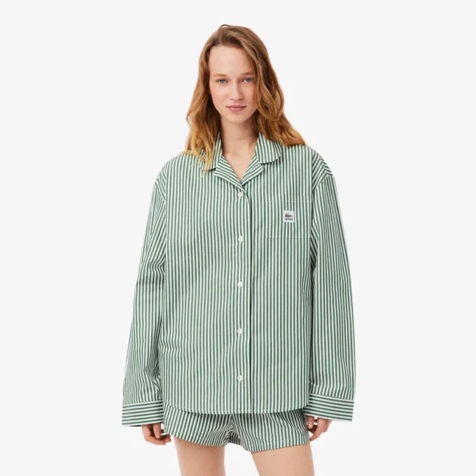 Set pigiama oversize in popeline a righe