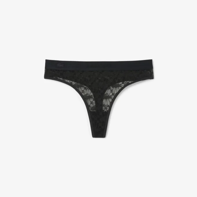 Slip a perizoma in pizzo con logo in vita Slip a perizoma in pizzo con logo in vita