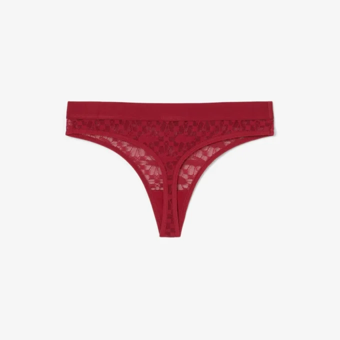 Slip a perizoma in pizzo con logo in vita Slip a perizoma in pizzo con logo in vita