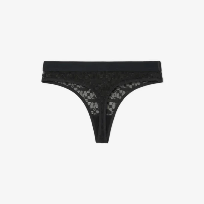 Slip a perizoma in pizzo con logo in vita Slip a perizoma in pizzo con logo in vita