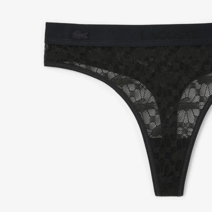 Slip a perizoma in pizzo con logo in vita Slip a perizoma in pizzo con logo in vita