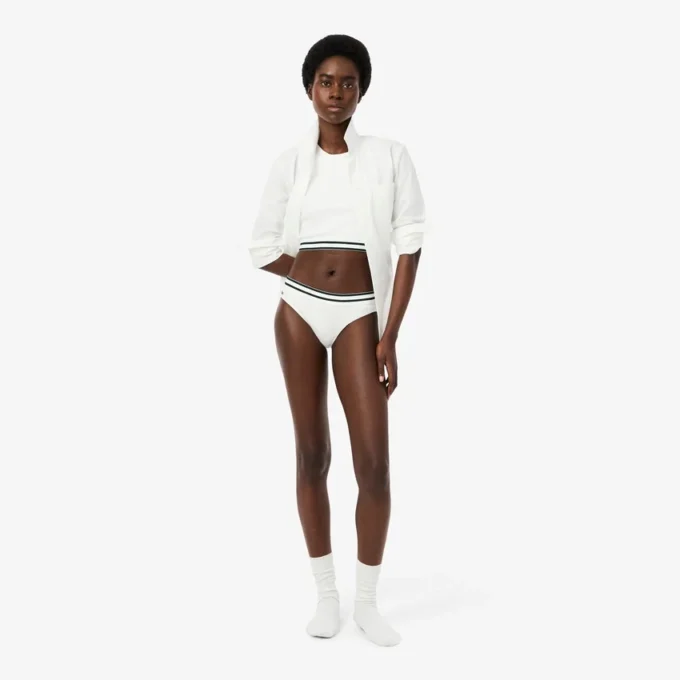 Slip in cotone a righe in vita Slip in cotone a righe in vita