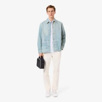 Sovracamicia da uomo in denim con motivo paesaggistico