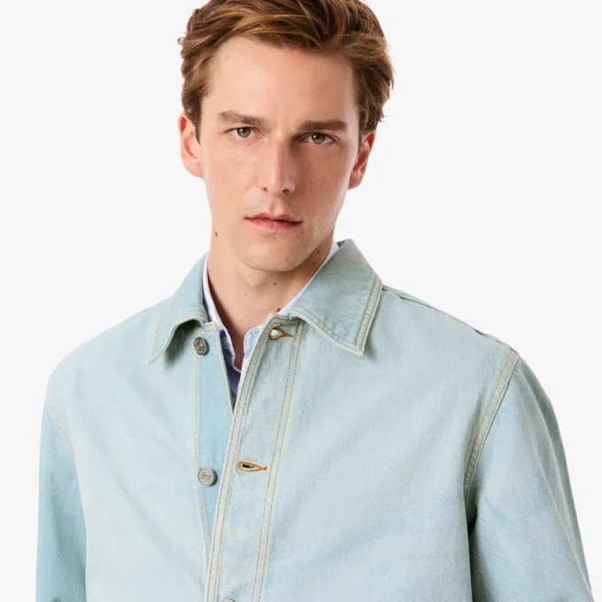 Sovracamicia da uomo in denim con motivo paesaggistico Sovracamicia da uomo in denim con motivo paesaggistico