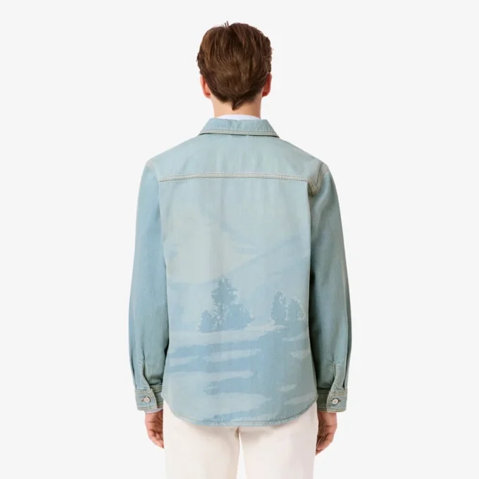 Sovracamicia da uomo in denim con motivo paesaggistico Sovracamicia da uomo in denim con motivo paesaggistico