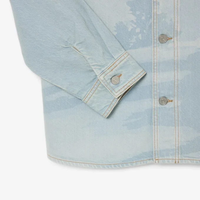 Sovracamicia da uomo in denim con motivo paesaggistico Sovracamicia da uomo in denim con motivo paesaggistico
