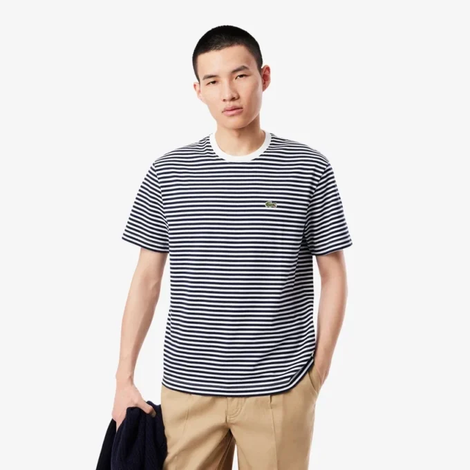 T-shirt a righe in cotone pesante da uomo T-shirt a righe in cotone pesante da uomo