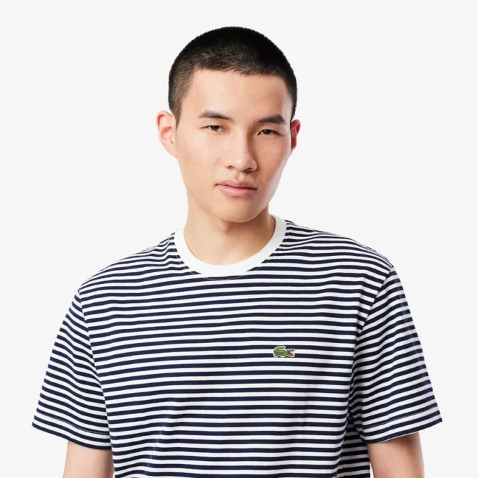 T-shirt a righe in cotone pesante da uomo T-shirt a righe in cotone pesante da uomo