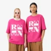 T-shirt con stampa grafica in raso Runway