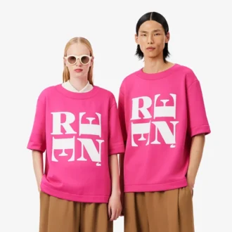 T-shirt con stampa grafica in raso Runway