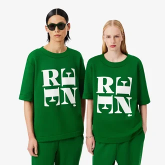 T-shirt con stampa grafica in raso Runway