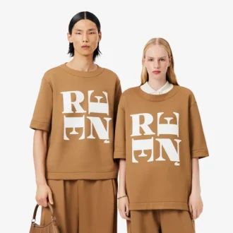 T-shirt con stampa grafica in raso Runway