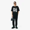 T-shirt con stampa grafica in raso Runway