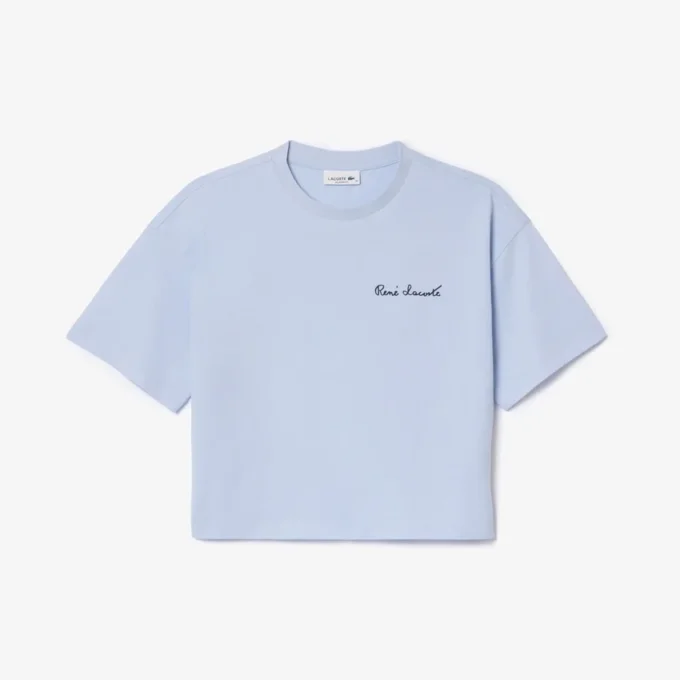 T-shirt da donna in cotone con logo, vestibilità comoda T-shirt da donna in cotone con logo, vestibilità comoda