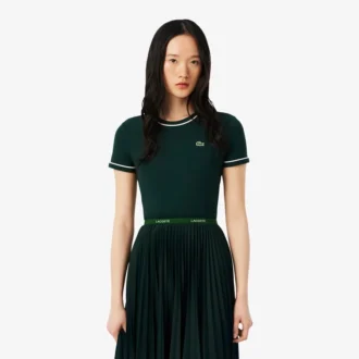 T-shirt da donna in jersey con bordi a contrasto