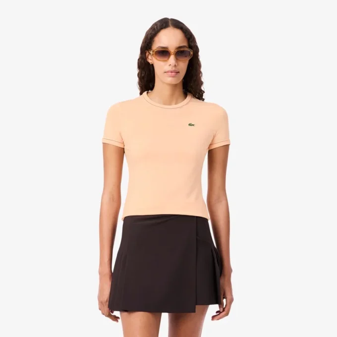 T-shirt da donna in jersey con bordi a contrasto T-shirt da donna in jersey con bordi a contrasto
