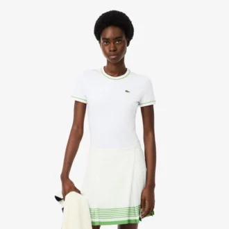 T-shirt da donna in jersey con bordi a contrasto
