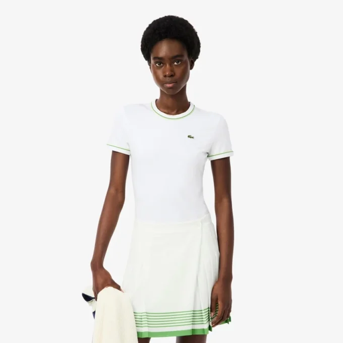 T-shirt da donna in jersey con bordi a contrasto T-shirt da donna in jersey con bordi a contrasto