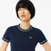 T-shirt da donna in jersey con bordi a contrasto T-shirt da donna in jersey con bordi a contrasto