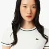 T-shirt da donna in jersey con bordi a contrasto T-shirt da donna in jersey con bordi a contrasto