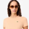 T-shirt da donna in jersey con bordi a contrasto T-shirt da donna in jersey con bordi a contrasto