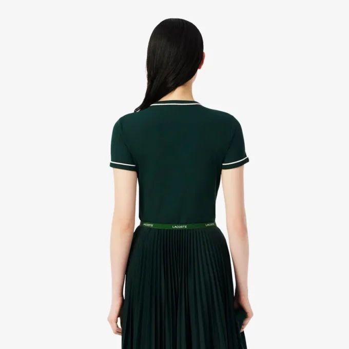 T-shirt da donna in jersey con bordi a contrasto T-shirt da donna in jersey con bordi a contrasto