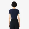 T-shirt da donna in jersey con bordi a contrasto T-shirt da donna in jersey con bordi a contrasto