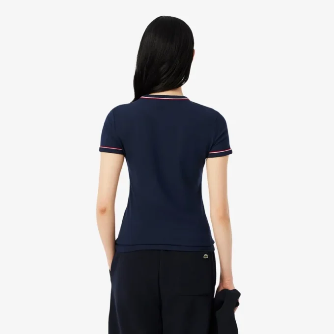 T-shirt da donna in jersey con bordi a contrasto