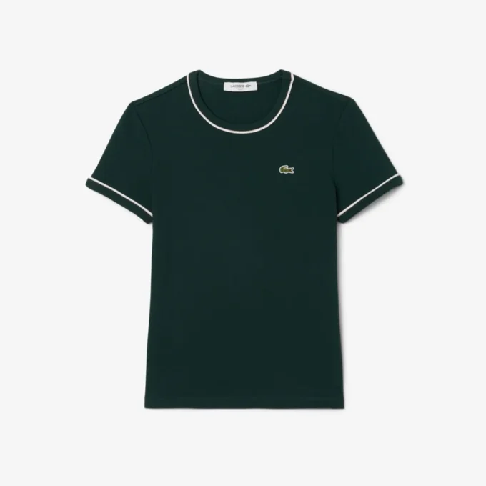 T-shirt da donna in jersey con bordi a contrasto T-shirt da donna in jersey con bordi a contrasto