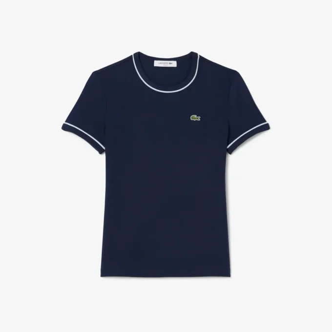 T-shirt da donna in jersey con bordi a contrasto T-shirt da donna in jersey con bordi a contrasto