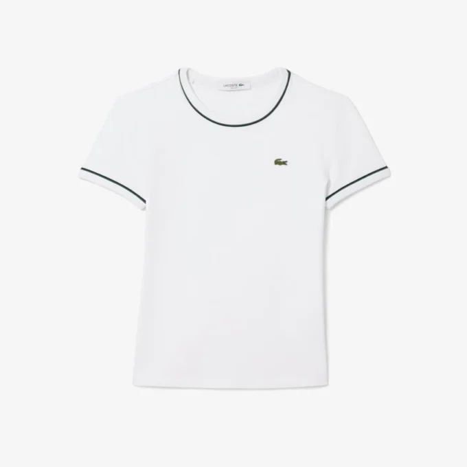 T-shirt da donna in jersey con bordi a contrasto T-shirt da donna in jersey con bordi a contrasto