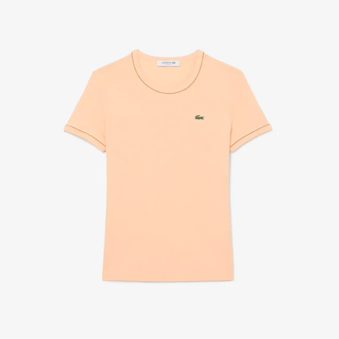 T-shirt da donna in jersey con bordi a contrasto T-shirt da donna in jersey con bordi a contrasto