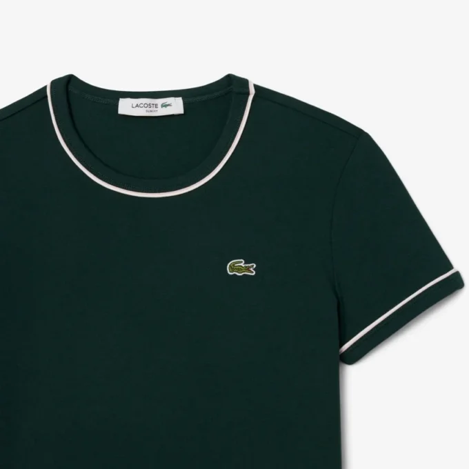 T-shirt da donna in jersey con bordi a contrasto T-shirt da donna in jersey con bordi a contrasto