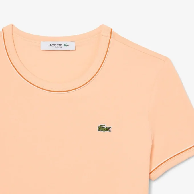 T-shirt da donna in jersey con bordi a contrasto T-shirt da donna in jersey con bordi a contrasto