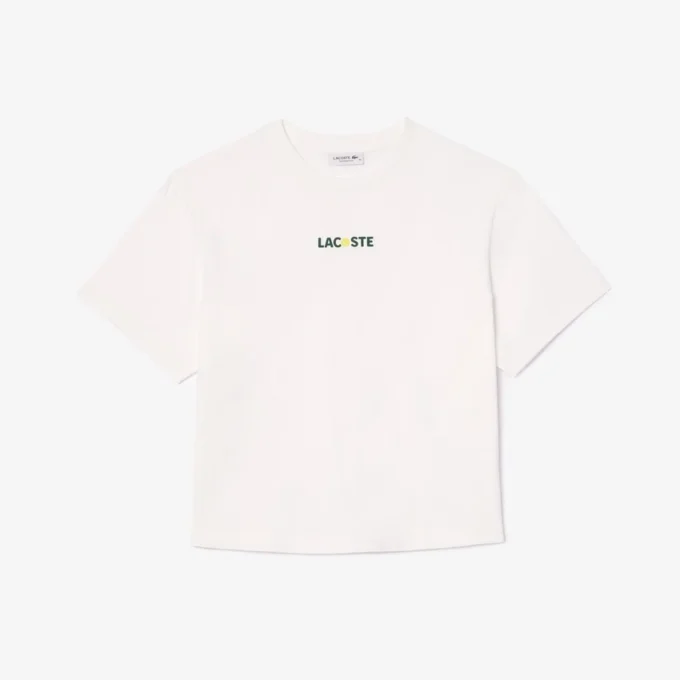 T-shirt da donna oversize in cotone con stampa pallina