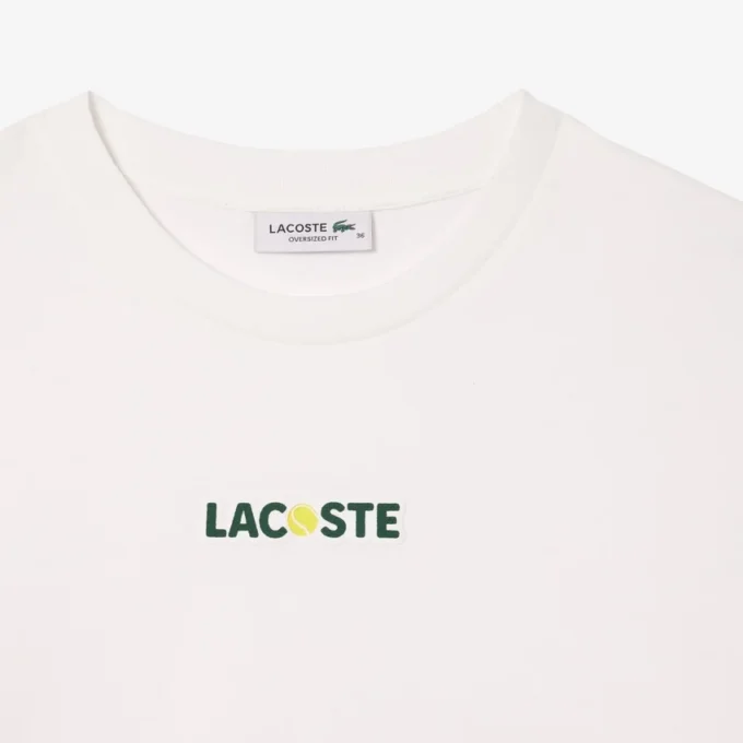 T-shirt da donna oversize in cotone con stampa pallina