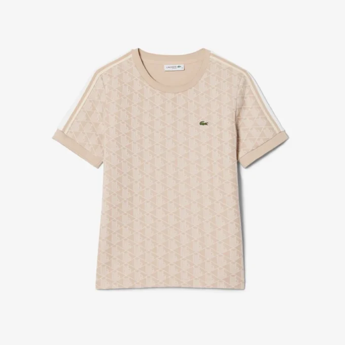 T-shirt da donna slim fit con monogramma T-shirt da donna slim fit con monogramma