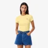 T-shirt da donna slim fit in cotone a costine T-shirt da donna slim fit in cotone a costine