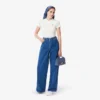 T-shirt da donna slim fit in cotone a costine