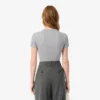 T-shirt da donna slim fit in cotone a costine T-shirt da donna slim fit in cotone a costine