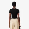 T-shirt da donna slim fit in cotone a costine