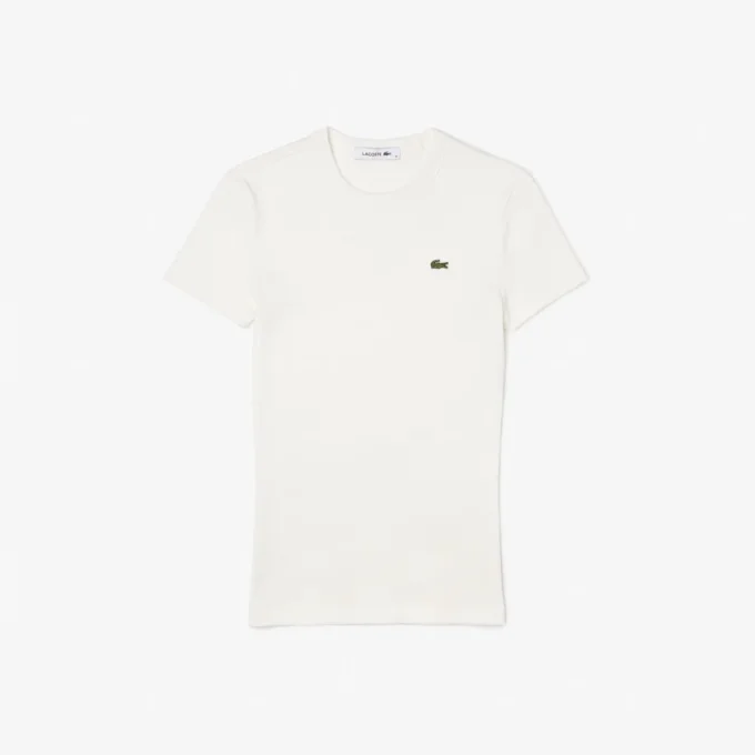 T-shirt da donna slim fit in cotone a costine