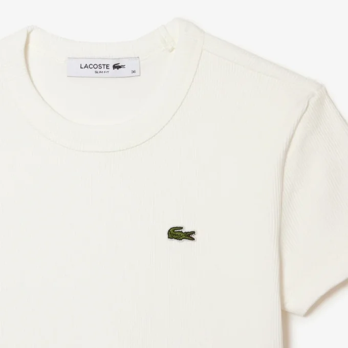 T-shirt da donna slim fit in cotone a costine