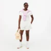 T-shirt da donna slim fit in cotone a costine