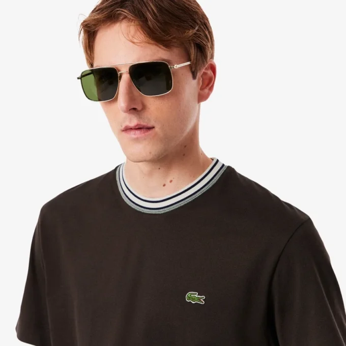 T-shirt da uomo con collo a righe Made in France T-shirt da uomo con collo a righe Made in France
