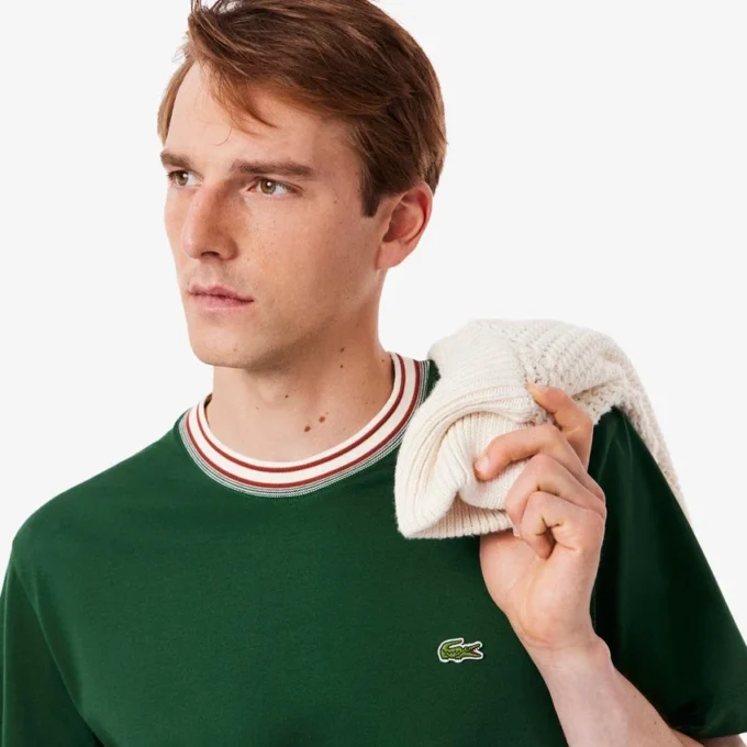 T-shirt da uomo con collo a righe Made in France T-shirt da uomo con collo a righe Made in France