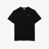 T-shirt da uomo in cotone a V con maniche a costine e vestibilità alta T-shirt da uomo in cotone a V con maniche a costine e vestibilità alta